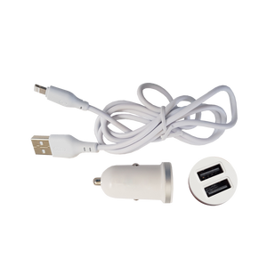 Caricabatterie da auto USB con cavo di ricarica da 2,1 A, 2 porte USB, connessione Micro USB da 100 cm - Product Image 1
