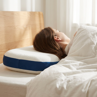 Oreiller ergonomique en mousse à mémoire de forme elliptique YUE RISE, hypoallergénique, en tissu de bambou, à motif uni, pour le soutien cervical et le soulagement de la douleur
