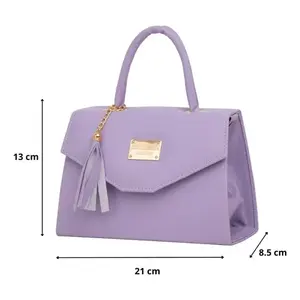 Bolso Bandolera Lizeth Morado con Patrón Geométrico, Estilo Vintage en PU con Decoración de Borlas para Uso Diario - Product Image 4
