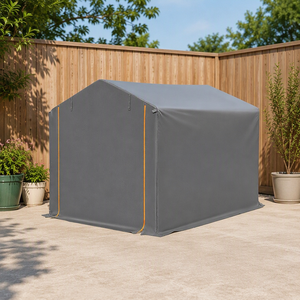 Tente de <span class=keywords><strong>garage</strong></span> pour voiture d'extérieur durable, <span class=keywords><strong>toit</strong></span> <span class=keywords><strong>plat</strong></span>, matériau PE, imperméable, pour vélos, motos, abri de jardin, gris - Product Image 1
