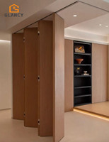 Wholesale Modern Solid Wood Dampproof Soundproof Office Movable Wall Partition Wall Wooden Sliding Folding Door