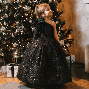 white christmas dresses Olivia girl dress, christmas girl black velvet dress – MyBabyByMerry main image 0