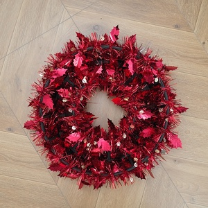 Red Christmas Wreath Handmade Garland Outdoor Front <b>Door</b> Celebration Decoration Holiday Atmosphere - Product Image 4