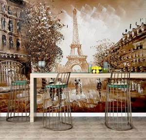 Peinture à l'huile de la Tour Eiffel de <span class=keywords><strong>Paris</strong></span>, murale moderne de ville européenne, imperméable, installation facile, papier peint 3D personnalisé pour l'intérieur de la maison - Product Image 3