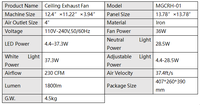 Ventilateur de plafond intelligent pour maison connectée avec lumière LED RGB, haut-parleur Bluetooth MGCRH-01 230CFM 1800lm, contrôle de l'humidité, OEM
