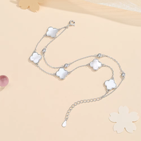 Bracelet H2 Jewelry plaqué or tendance avec coquillage porte-bonheur et ZIRCON, double empilable pour femme - Cadeau de mariage ou de fête