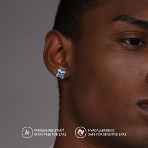 Pendientes de Trébol de Cuatro Hojas, Plata 925, Chapados en Oro Blanco, con Circonitas Azules, Joyería de Moda, Resistentes al Agua y al Deslustre - Product Image 4