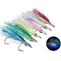 Leurre de pêche à la mouche artificiel 85 mm à double hameçon, effet lumineux, yeux 3D réalistes, tinsel flash, pour eau salée - Prix de gros