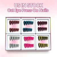 Boîte surprise USA : Faux ongles à presser pré-dessinés, style français, ultra-fins, sans trace, amovibles, forme amande