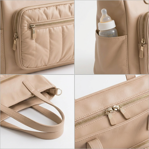 <span class=keywords><strong>Bolsa</strong></span> de <span class=keywords><strong>Maternidad</strong></span> de Cuero Genuino, Elegante Bolso Tote para Bebé con Organizador Multicompartimentos, Bolsillos Laterales y Asa Superior, Servicio OEM/ODM - Product Image 4