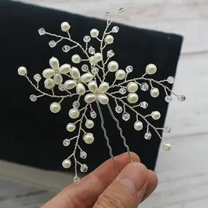 Horquillas de perlas de cristal para novia, accesorios para el cabello de boda de estilo coreano
