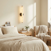 Applique murale LED minimaliste aspect marbre, acier inoxydable brossé, abat-jour en albâtre, CRI 95 élevé, blanc chaud 3500K, garantie 3 ans