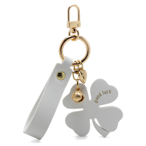 Leather Black Clover Bag Charm Gift Pendant Luck Keyring Metal Bell Heart Decoration <strong>Key</strong> <strong>Chain</strong> Four Leaf Clover Keychain Leather - Product Image 2
