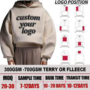 Individueller Unisex Heavyweight Blanko Oversized Boxy Cropped Hoodie aus Hochwertiger Baumwolle für Herren - Product Image 4