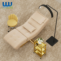 Union Win Lit de pose de cils incurvé, moderne et abordable, fauteuil de salon de beauté, chaise de pose de cils, table de soin pour extensions de cils