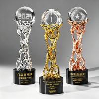 Trophée JINZUN en métal plaqué or avec boule de cristal, best-seller, logo personnalisé gravé, 26,5 cm, trophée de championnat d'entreprise