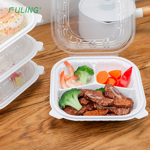 Fuling 8x8 9x9 inch Trắng vỏ sò đưa ra thực phẩm container dùng một lần để đi nhà hàng thực phẩm khay - Product Image 3