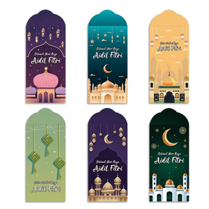 Venta al por Mayor, Paquete de 6 Sobres de Papel para Regalo de Eid Mubarak, Color Negro, Azul, Verde, Blanco y Rojo, para Regalos de Ramadán - Product Image 3