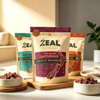 Sachet Doypack personnalisé à fermeture éclair pour aliments pour animaux de compagnie, idéal pour les friandises de veau, emballage haute barrière en PET/PE