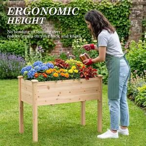 Jardinera rectangular de madera para plantar flores en el jardín, maceta elevada para vegetales, impermeable y multifuncional para uso doméstico. - Product Image 3