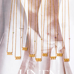 MICCI in acciaio inox 18K placcato oro impermeabile gioielli Non appannamento angelo <span class=keywords><strong>numero</strong></span> Dainty <span class=keywords><strong>collana</strong></span> - Product Image 4