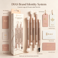 Ensemble de pinceaux de maquillage professionnels 2 en 1 à double tête, pour les yeux, avec logo personnalisé, manche en bois, vente en gros directe d'usine, OEM ODM