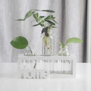 <span class=keywords><strong>Vase</strong></span> en verre à support en bois massif, station de culture de plantes aquatiques, décoration de bureau, offre spéciale - Product Image 4