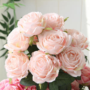 Decoración de boda Artificial, ramos de rosas de seda, <span class=keywords><strong>10</strong></span> cabezas, ramo de rosas, flores florales - Product Image 3