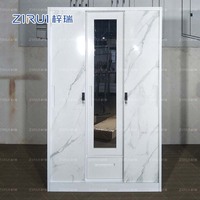 Armoire de chambre à coucher en métal de haute qualité, design à motifs, armoire en acier à trois portes coulissantes, Almirah