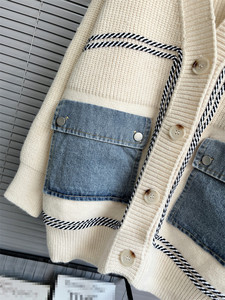 Cardigan da <span class=keywords><strong>Donna</strong></span> <span class=keywords><strong>in</strong></span> Maglia con Bottoni, Stile Color Block, Top <span class=keywords><strong>in</strong></span> Denim Patchwork con Tasche, per Autunno Inverno, <span class=keywords><strong>in</strong></span> Cotone, Lana e <span class=keywords><strong>Cashmere</strong></span> - Product Image 6