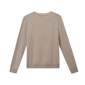 OEM низкая цена, Женский кашемировый пуловер из мериносовой шерсти с круглым вырезом, вязаный пуловер с логотипом, размер на заказ, платье-свитер с круглым вырезом - Product Image 6