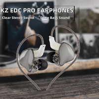Earphone KZ EDC PRO Dynamic In-Ear Berkabel Antarmuka 3.5mm HI-FI Stereo Bass untuk Olahraga dan Gaming, Desain Pas di Telinga, Bahan Plastik