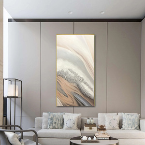 Pinturas Modernas Minimalistas Hechas a Mano <span class=keywords><strong>en</strong></span> 3D con Tonos Tierra sobre Lienzo, <span class=keywords><strong>Pintura</strong></span> al Óleo Abstracta con Textura para Decoración del Hogar - Product Image 4