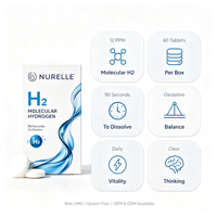 Comprimés effervescents d'hydrogène moléculaire H2 12 PPM Antioxydant Soutien Énergétique pour l'Eau Complément Dissoluble 60 Comprimés Sans OGM