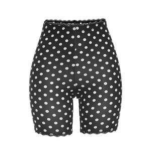 Viviblook J26PT115 Pantalones cortos de verano para mujer, nuevos pantalones cortos ajustados con estampado de lunares y encaje, pantalones cortos deportivos informales para yoga para mujer - Product Image 6