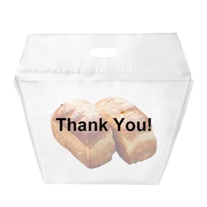 Transparent custom printed plastic food delivery Tamper proof thank you takeaway takeout bag for restaurant