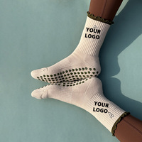 Chaussettes de yoga et de Pilates personnalisées, antidérapantes, longueur cheville, adaptées aux diabétiques, tricotées pour l'automne, avec logo sur le revers, respirantes et écologiques