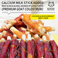 Stik Susu Kalsium Berbalut Hati Ayam, Bebek, atau Sapi untuk Anjing, Multi Protein, Bebas Susu, Pendukung Tulang
