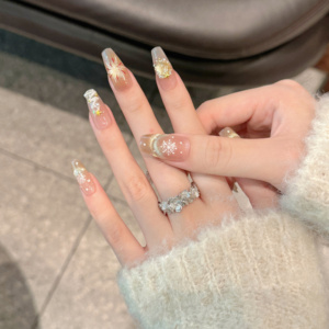 Diseño # 2584 # 2589 # 2591 <span class=keywords><strong>Uñas</strong></span> Postizas de Navidad con Diseño de Fuegos Artificiales, <span class=keywords><strong>Uñas</strong></span> de Gel de Lujo Hechas a Mano, Ojo de Gato, 10 Piezas - Product Image 5