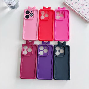 Custodia per telefono alla moda a tinta unita con fiocco, in silicone a bordo curvo per <span class=keywords><strong>Samsung</strong></span> A32 <span class=keywords><strong>M12</strong></span> F12 A52 A53 S9 S9+ S10 S10+ MO6 - Product Image 2