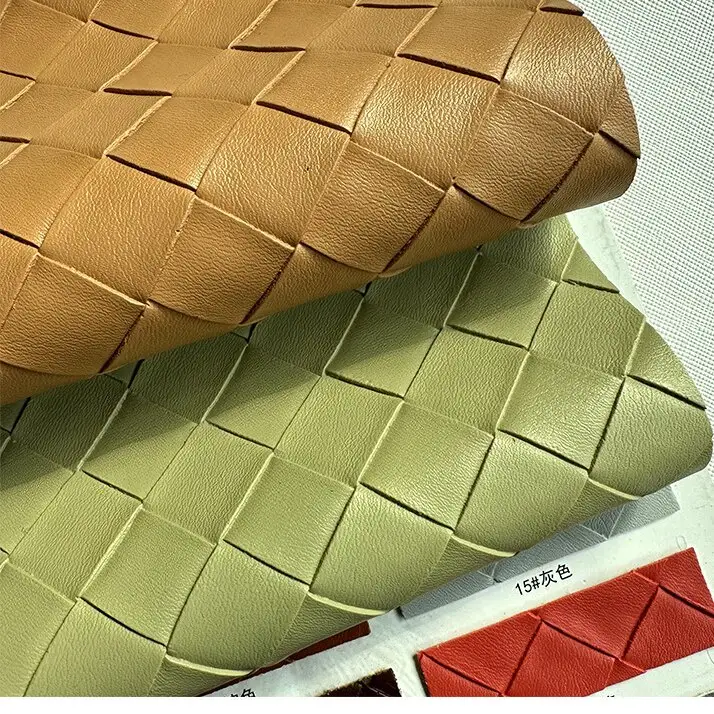 Diagonal Check Large Braided Embossed PVC Brushed Cloth Soles Shoe Material Luggage Furniture Leather Fabric