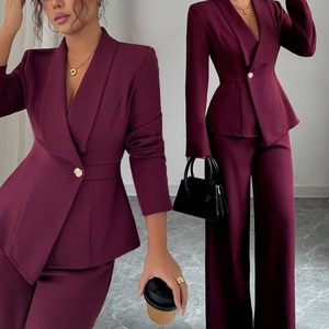 ชุดสูทแขนยาวแฟชั่นหรูหราสำหรับผู้หญิงและกางเกงขายาวทรงตรงชุด 2 ชิ้น - Product Image 6