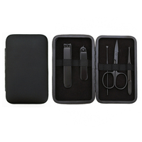 WELLFLYER MS-1326 Nouveauté, ensemble d'outils de manucure en acier inoxydable noir 5 pièces, coupe-ongles, logo personnalisable, cadeau