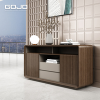 Table basse carrée en noyer moderne avec grand rangement, hauteur réglable et design écologique pour meubles de salon