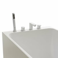Baignoire autoportante rectangulaire moderne en acrylique blanc avec robinet inclus, baignoire de trempage pour salle de bain