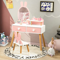 Ensemble de coiffeuse et de chaises en bois pour enfants Table de toilette moderne pour filles avec miroir Tabouret pour enfants Meubles pour chambre à coucher