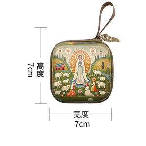 Orando Jesús María Cuadrado Gris Verde 7X7cm Rosario Bolsa Cremallera Cajas para Rosarios - Product Image 6