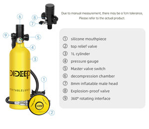 1 एल मिनी स्कूबा डाइविंग मास्क के साथ डाइविंग मास्क पोर्टेबल गियर के साथ पूल प्रशिक्षण पोर्टेबल डाइविंग रेस्पिरेटर - Product Image 4