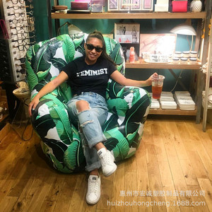 <b>Inflatable</b> <b>Sofa</b> Palm Tree Design 103x104cm Outdoor Air Chair Tropical Style Adult Use Environmentally Friendly PVC - Product Image 3