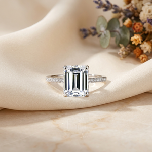 KARATS 1.0CT <b>Emerald</b>-Cut Moissanite Women's Wedding Jewelry S925 Sterling <b>Silver</b> Platinum Plated Engagement <b>Ring</b> Passes Diamond - Product Image 4
